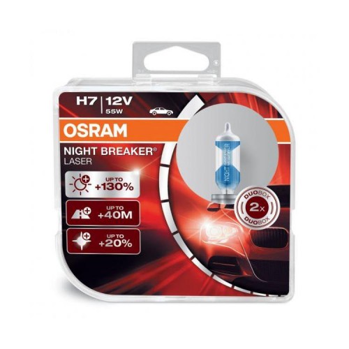 Галогенная лампа Osram H7 NIGHT BREAKER LASER +130% 55W 64210NBL-HCB DUO (2шт.)