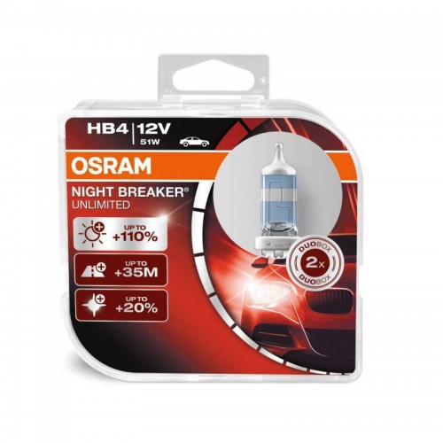 Галогенная лампа Osram HВ4 NIGHT BREAKER UNLIMITED +110% 12V 9006NBU-HCB DUO (2шт.)