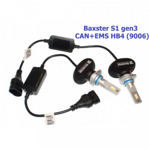 Светодиодная LED лампа Baxster S1 gen3 HB4 (9006) 5000K CAN+EMS (комплект 2шт)