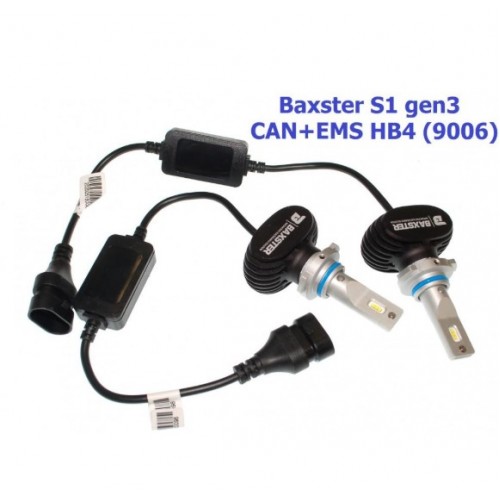 Светодиодная LED лампа Baxster S1 gen3 HB4 (9006) 6000K CAN+EMS (комплект 2шт)